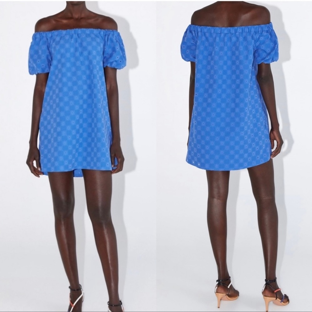 Beautiful Blue off the shoulder dress XS